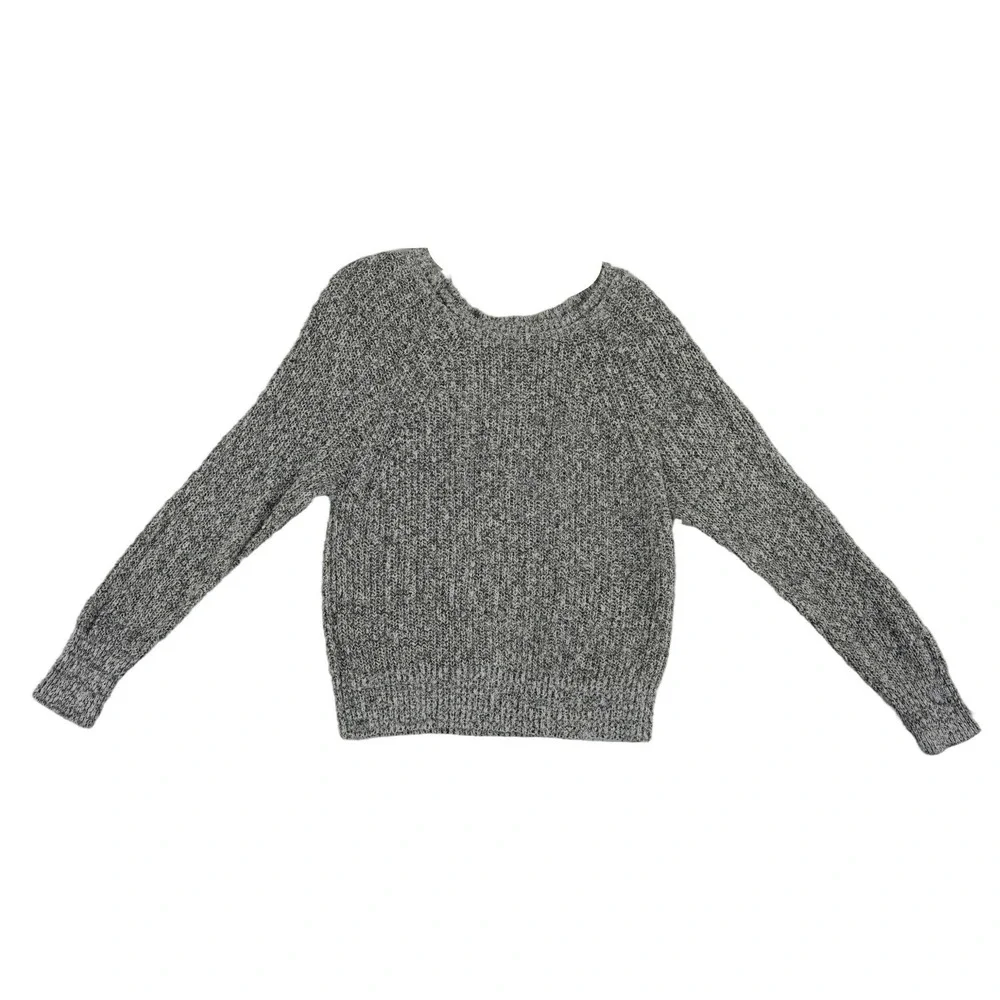 Free People Sweater Women's Size‎ Medium Black White Marled Chunky Knit Raglan